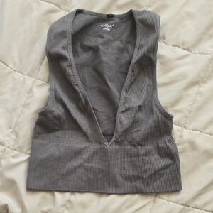 Urban Outfitters Charcoal Ribbed Crop Top